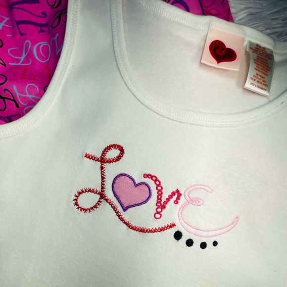 Women’s PINK & WHITE LOVE PJ’s | size 8-10 - Picture 2 of 9